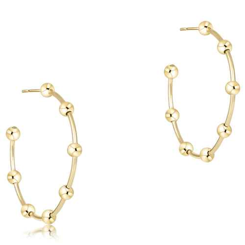 Beaded Simplicity 1.5" Post Hoop - Gold 4mm