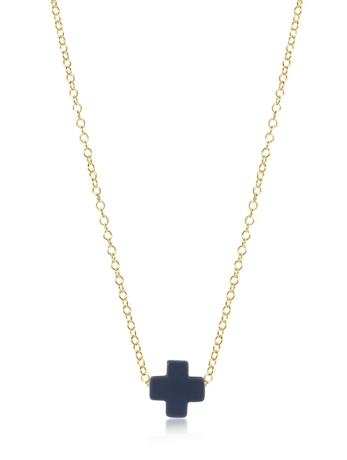 16” Necklace Gold - Signature Cross Navy
