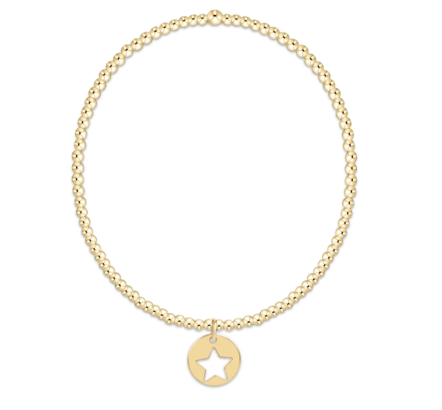 Classic Gold 2mm Bracelet - Star Small Gold Disc