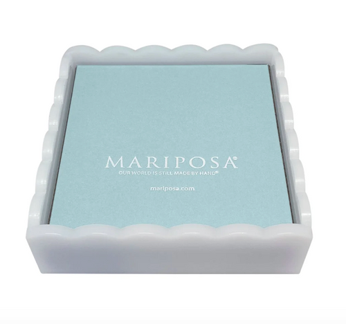 White Scalloped Napkin Box with Insert