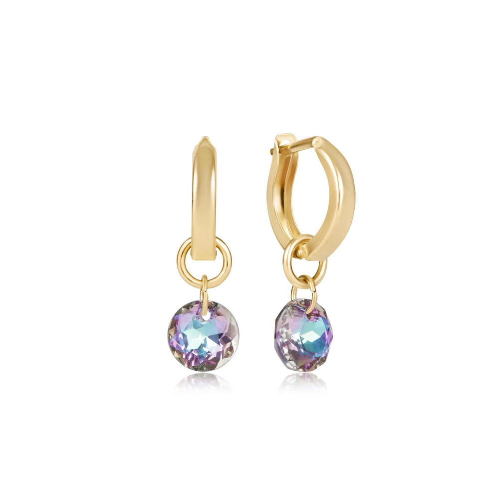 Huggie Gold 0.5" Hoop - Reflection Small Charm - Alexandrite