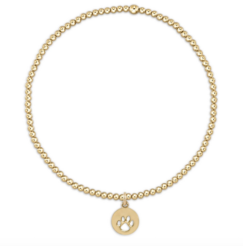 Classic Gold 2mm Bracelet - Paw Print Small Gold Disc