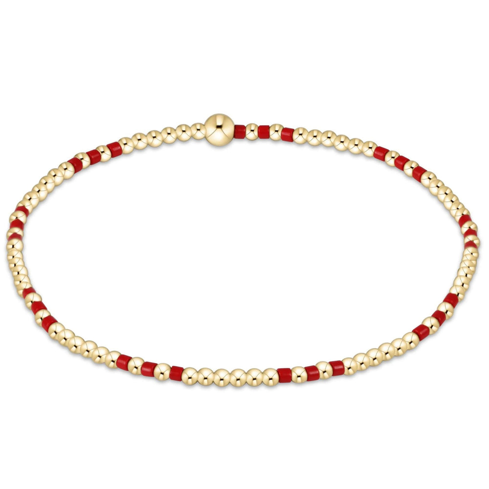GAMEDAY HOPE JOY PATTERN 2MM BEAD BRACELET BRIGHT RED