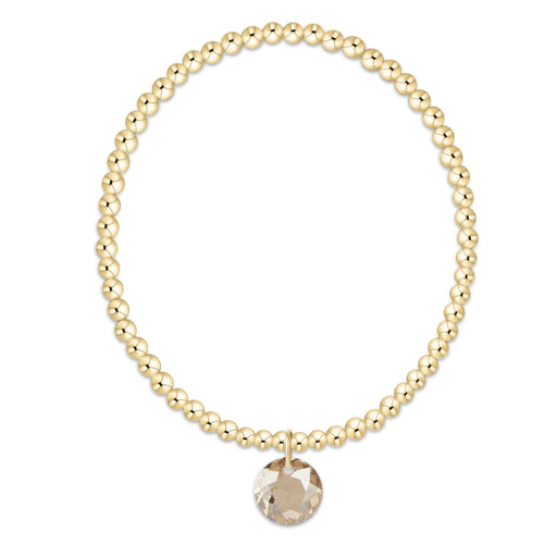 Classic Gold 3mm Bracelet - Reflection Charm - Topaz