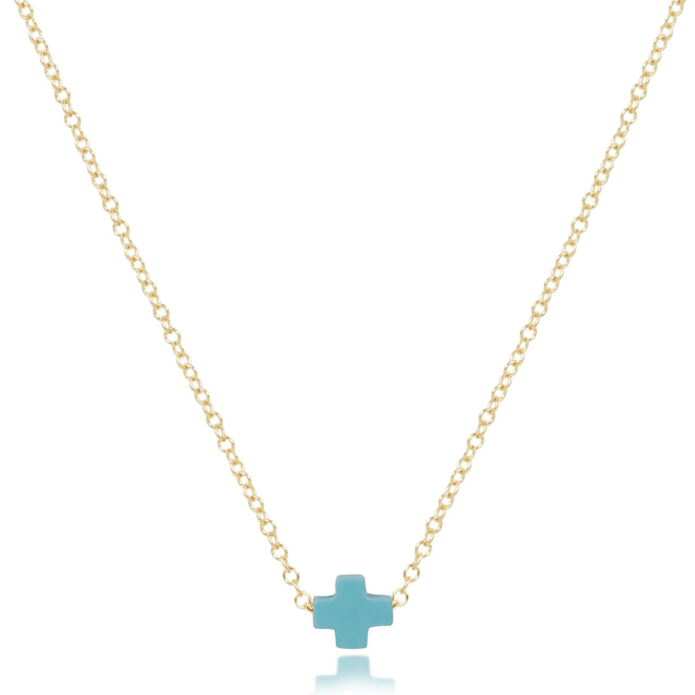 16" Necklace Gold - Signature Cross Turquoise