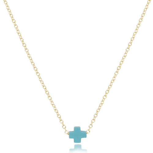 16" Necklace Gold - Signature Cross Turquoise