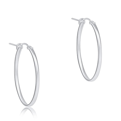 OVAL STERLING 1" HOOP - SMOOTH
