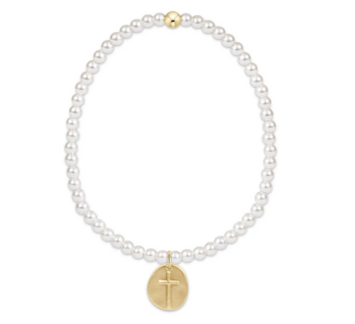 Classic Pearl Bead Bracelet 3mm, Inspire Small Gold Charm