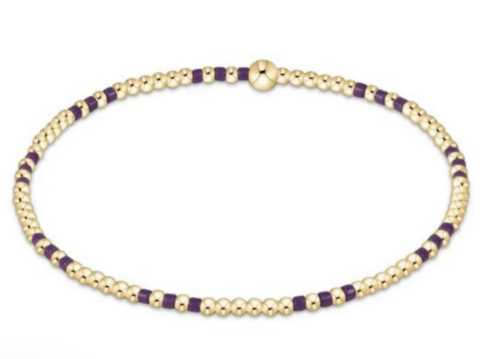 GAMEDAY HOPE JOY PATTERN 2MM BEAD BRACELET PURPLE