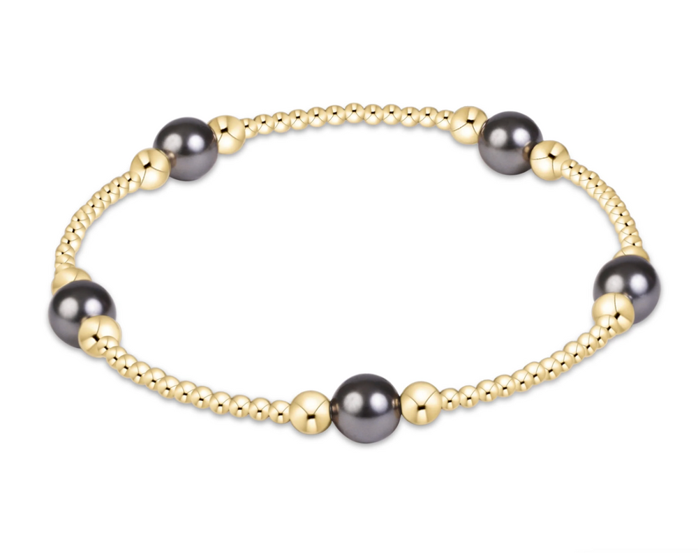 Purpose Pearl Dark Grey 6mm Gold Bracelet