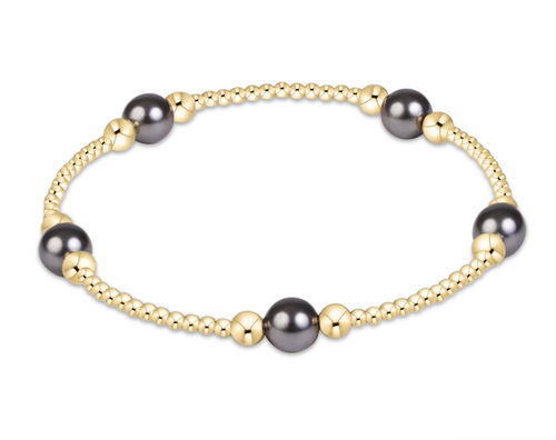 Purpose Pearl Dark Grey 6mm Gold Bracelet