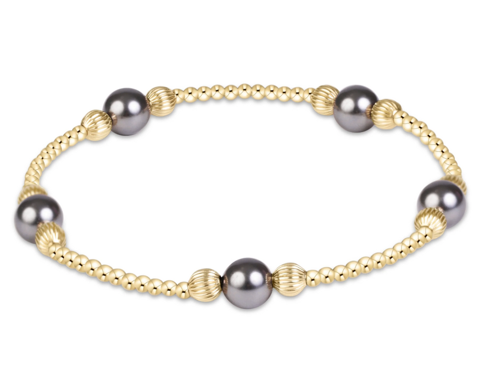 Purpose Pearl Dark Grey 6mm Dignity Gold Bracelet