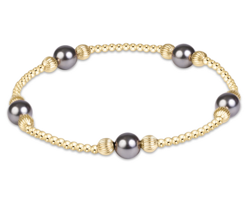 Purpose Pearl Dark Grey 6mm Dignity Gold Bracelet