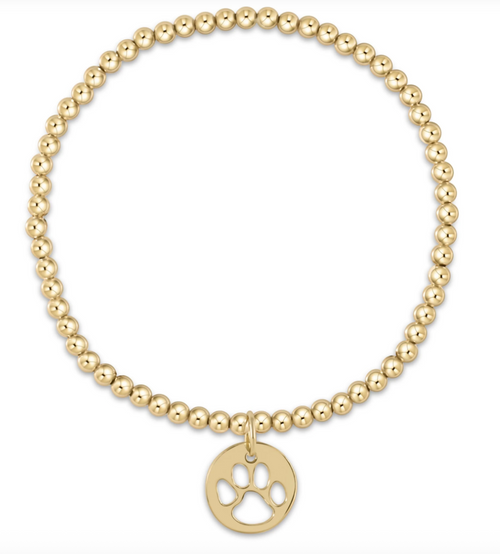 Classic Gold 3mm Bracelet - Paw Print Gold Disc