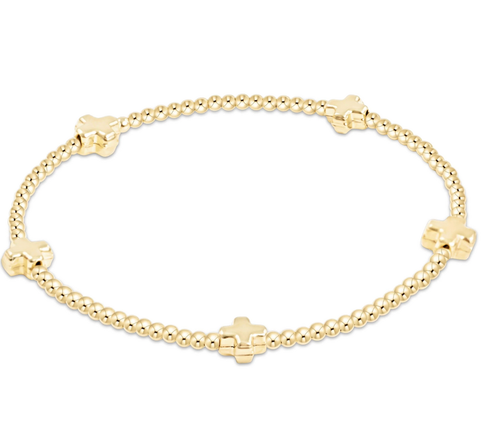 Signature Cross Small 2mm Gold Bracelet - Gold