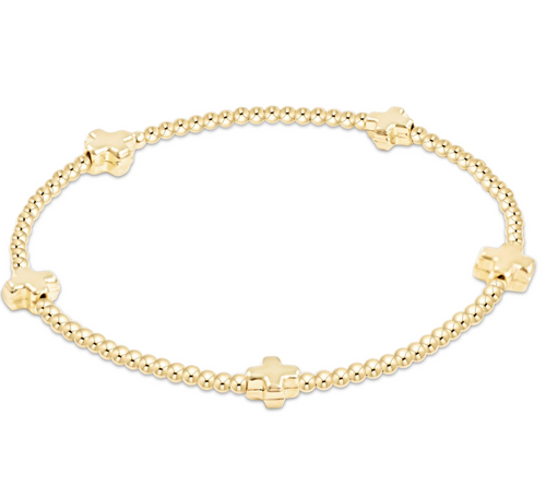 Signature Cross Small 2mm Gold Bracelet - Gold