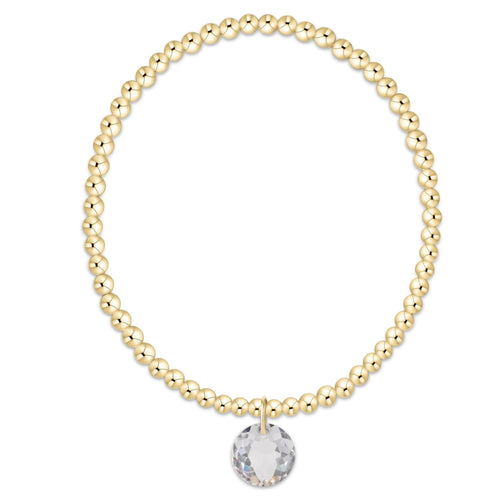 Classic Gold 3mm Bracelet - Reflection Charm - Diamond