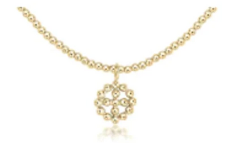 15" Choker Classic Gold 2mm Bead - Classic Beaded Signature Cross Halo Small Gold Charm