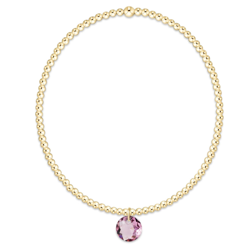 Classic Gold 2mm Bracelet - Reflection Small Charm - Amethyst