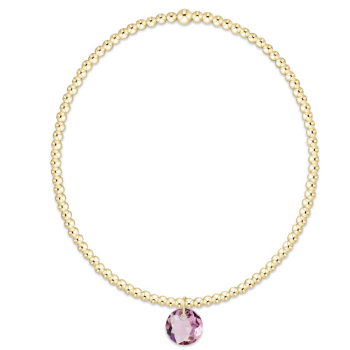 Classic Gold 2mm Bracelet - Reflection Small Charm - Amethyst