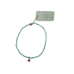 Hope Classic Sea Glass Bracelet- Signature Cross Small Gold Charm