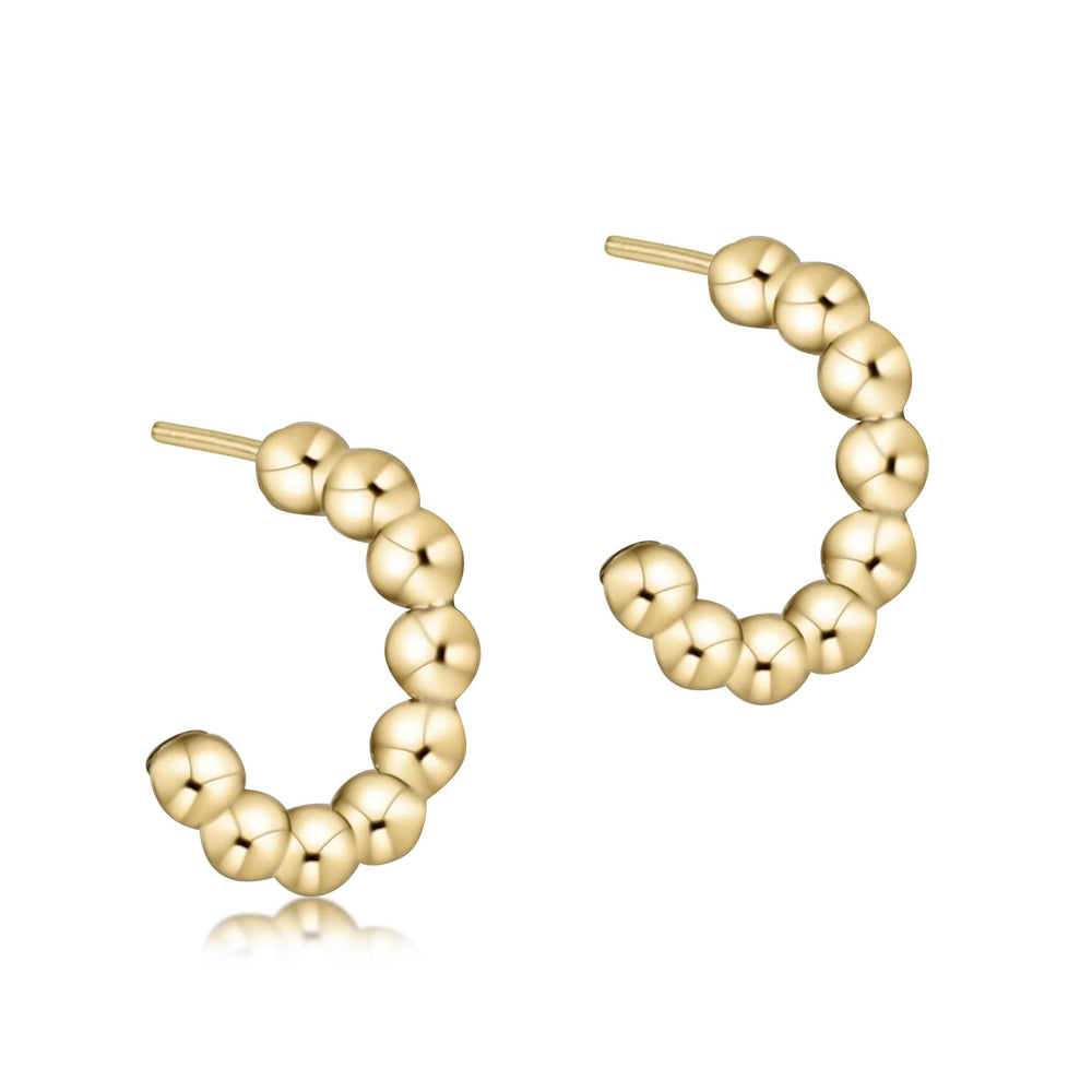 Beaded Classic 1” Post Hoop - 4mm Gold