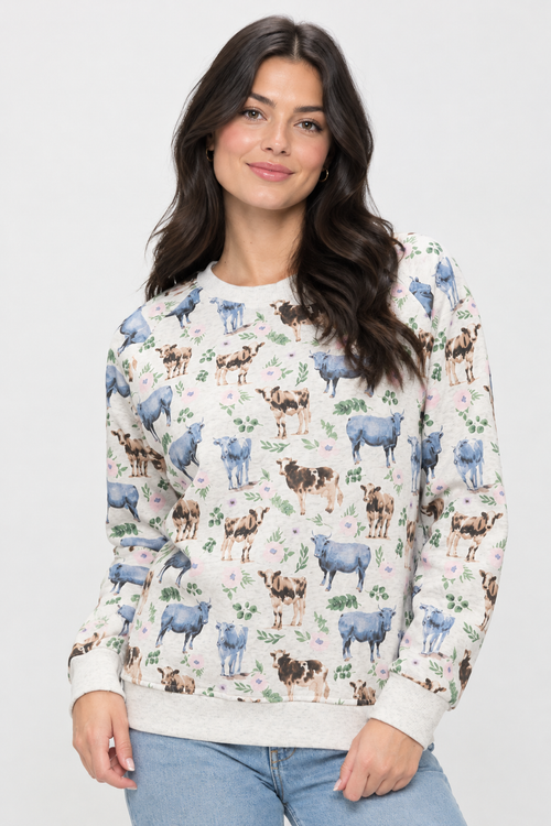 Floral Cows Sweatshirt
